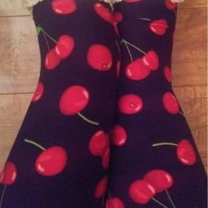 One Size Adult Red Cherry Print Leggings